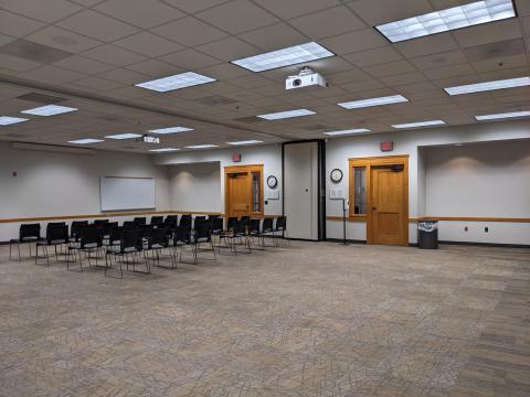 Meeting Room AB set up with chairs 