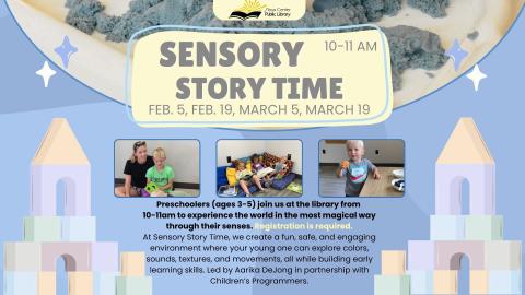 "A thematic program that engages all the senses through stories, crafts, and playful activities! Inspired by occupational therapy practices, each session is created to support sensory exploration, social participation, and motor skills. This Storytime is designed to provide a comfortable learning environment for children with sensory differences and their families. Activities are tailored for children ages 3–6, but all are welcome to attend!"