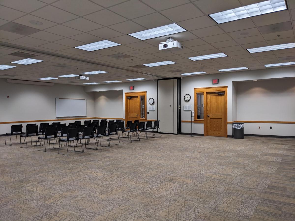 Meeting Room AB set up with chairs 